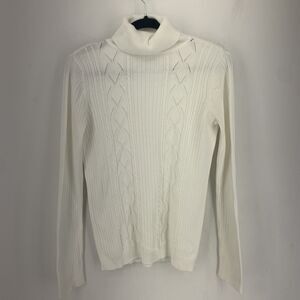Turtle Neck Cable Knit Sweater Womens Small Academia Lightweight Preppy Casual